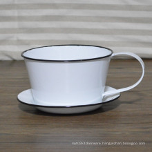 Promotion Enamel Coffee Cup and Caucer,Enamel Teacup and Saucer Set